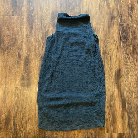 Helmut Lang sleeveless dress size small V neck sheer overlay dark green - Picture 7 of 12